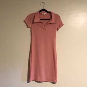 Light Pink Collared T-Shirt Style Midi Dress